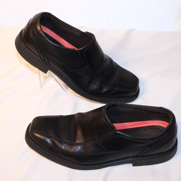 Rockport Size 8.5 Wide Black Leather STYLE LEADER 2 Bike Toe Slip On Loafer - Picture 3 of 13